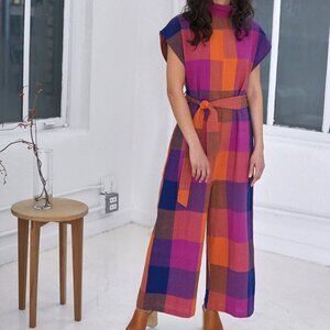 New With Tags! Rujuta Sheth Comfy Jumper in Aurora Chex (XL)